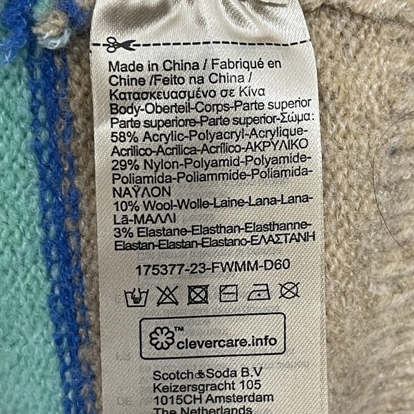 Scotch & Soda Multicolor Striped Ribbed Knit Sweater Wool Blend Men's Small - Picture 6 of 8